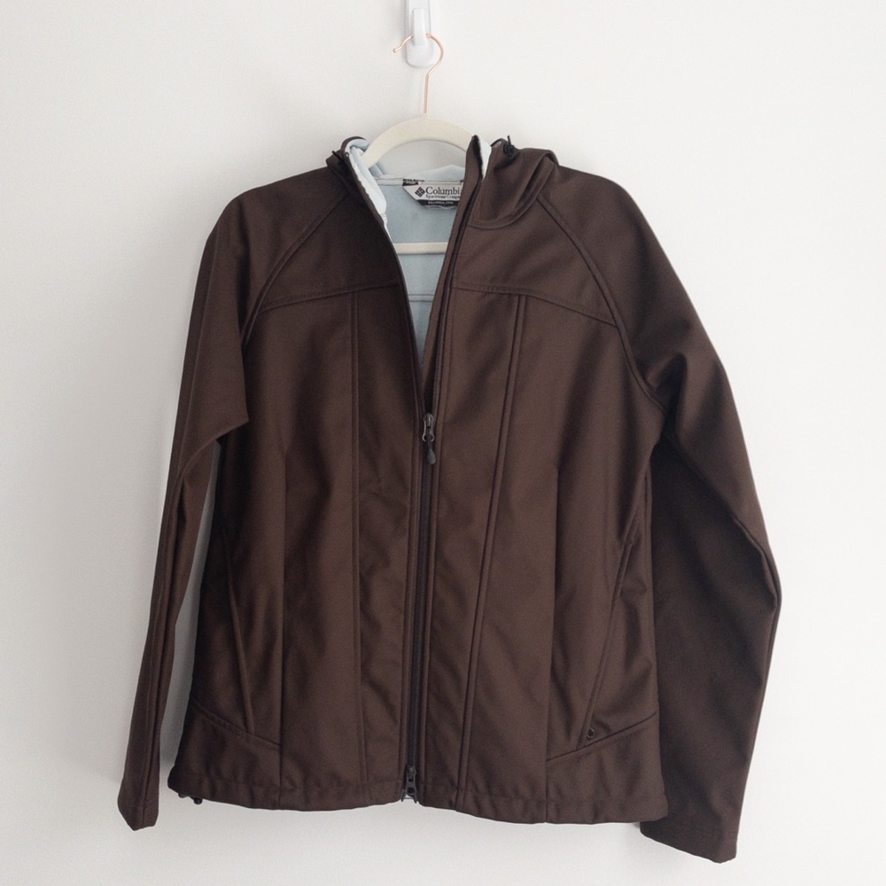 Brown Columbia hooded jacket size large